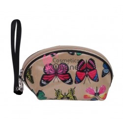 Portfard pentru Cosmetice si accesorii Crem cu Fluturasi PCB012, MJ art. 1176394